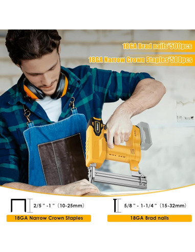 Clavadora sin cable Yutesiri 18GA para Dewalt 20V, 2 en 1
