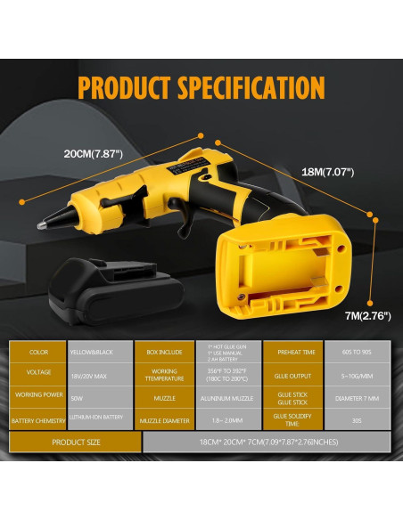 Pistola de Pegamento Caliente Inalámbrica HLiePiHa 20V 50W