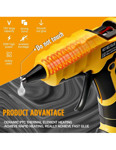 Pistola de Pegamento Caliente Inalámbrica HLiePiHa 20V 50W