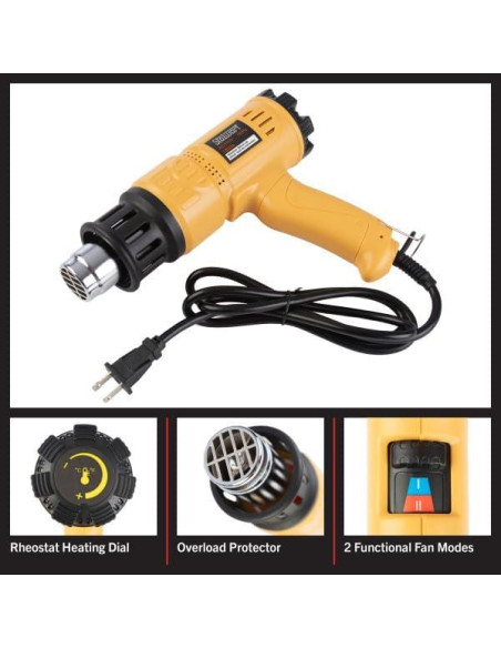 Pistola de Calor Stalwart 1800W Doble Temperatura 50-600C