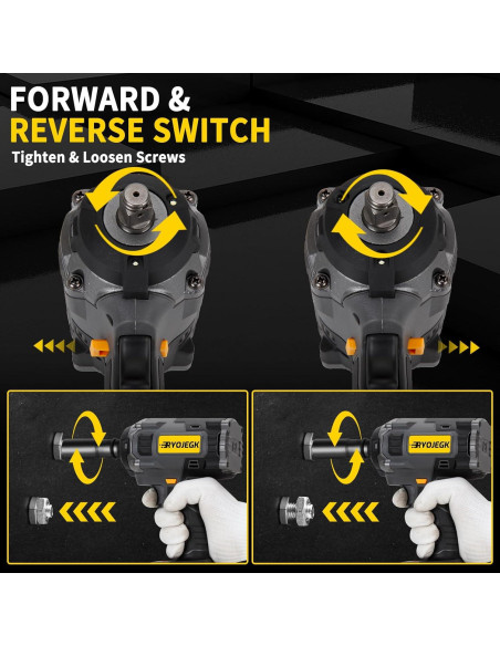 Llave de Impacto Inalámbrica RYOJEGK 1250N.m 3 Velocidades