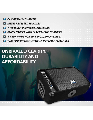 Monitor Activo Seismic Audio FL-10MP-PW 10" 250W PA