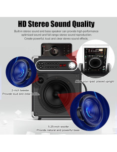 Máquina de Karaoke JYX-S55 con 2 Micrófonos Inalámbricos y Bluetooth 2