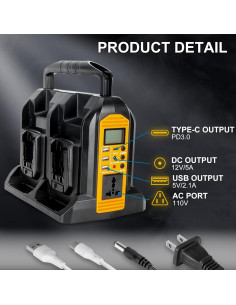 Inversor 350W Hipoke para Batería Dewalt 20V/60V 4 Puertos 2