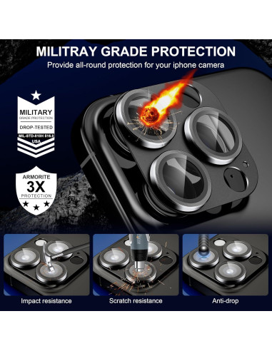 Protector de Lente de Cámara beuxece para iPhone 16 Pro/Max - Metal Mate