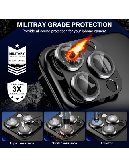 Protector de Lente de Cámara beuxece para iPhone 16 Pro/Max - Metal Mate