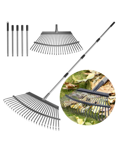 Rastrillo para Hojas GreatBuddy 25 Púas 1.2 kg Mango Ajustable
