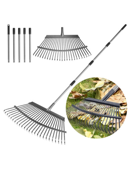 Rastrillo para Hojas GreatBuddy 25 Púas 1.2 kg Mango Ajustable