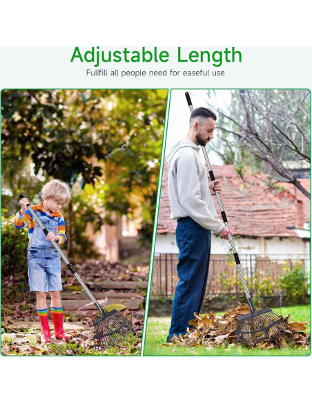 Rastrillo para Hojas GreatBuddy 25 Púas 1.2 kg Mango Ajustable