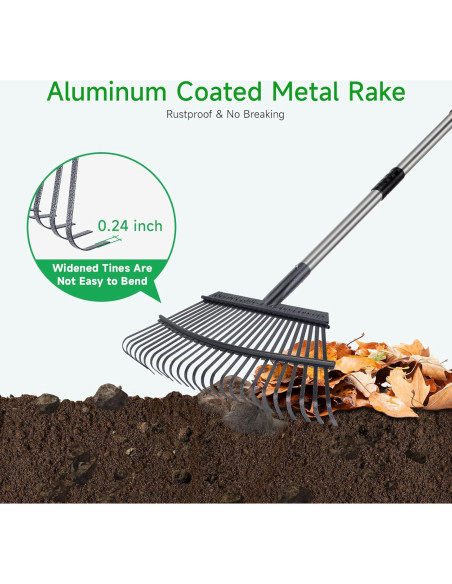 Rastrillo para Hojas GreatBuddy 25 Púas 1.2 kg Mango Ajustable