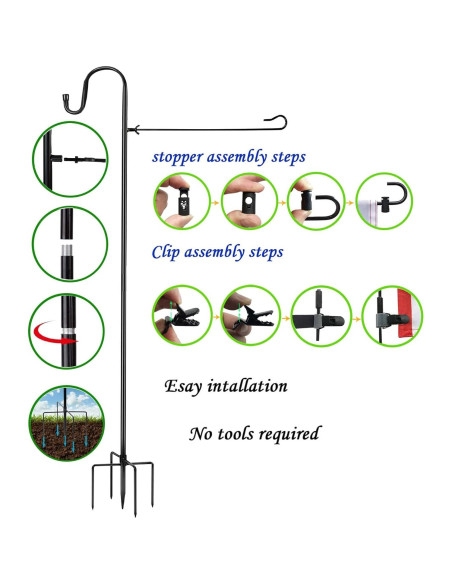 Soporte para Bandera de Jardín GQP261 121.92 cm con Clip Antiviento