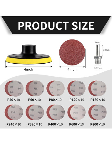 100 Discos de Lijado 4" Boounyatin con Adaptador 8mm