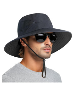Sombrero de Sol PFFY UPF 50+ Unisex Ala Ancha 7.62 cm Negro
