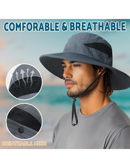 Sombrero de Sol PFFY UPF 50+ Unisex Ala Ancha 7.62 cm Negro