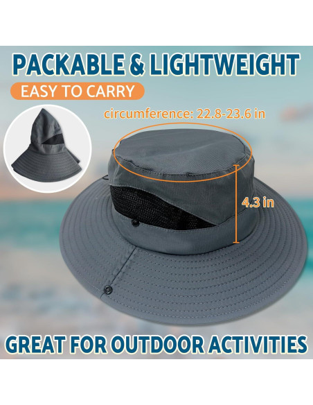 Sombrero de Sol PFFY UPF 50+ Unisex Ala Ancha 7.62 cm Negro