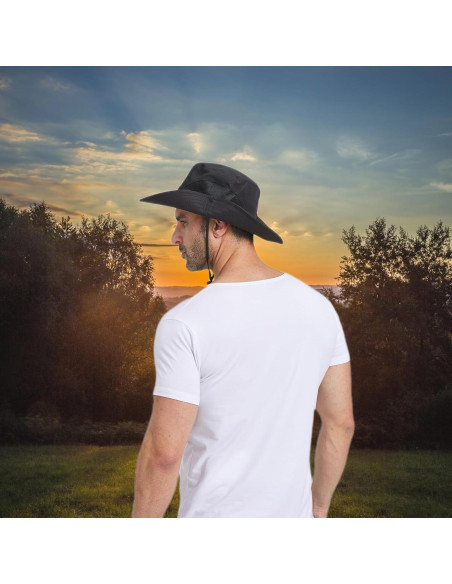Sombrero de Sol PFFY UPF 50+ Unisex Ala Ancha 7.62 cm Negro