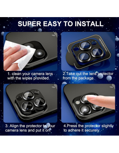 Protector de Lente de Cámara beuxece para iPhone 16 Pro/Max - Metal Mate