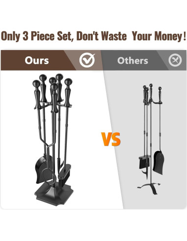 Juego de Herramientas para Chimenea AMAGABELI 5 Piezas Hierro Forjado