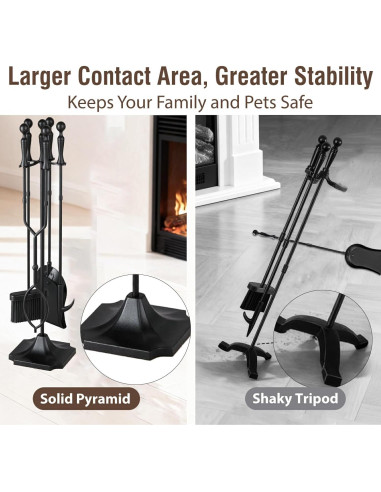 Juego de Herramientas para Chimenea AMAGABELI 5 Piezas Hierro Forjado