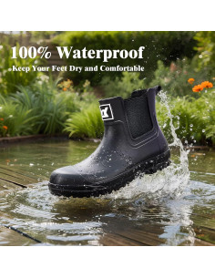 Botas de Lluvia Cortas Impermeables para Hombres y Mujeres - Negro 2