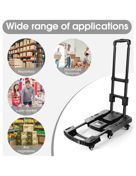 Carro de Mano Plegable Voipvvii 226.8 kg 6 Ruedas Giratorias