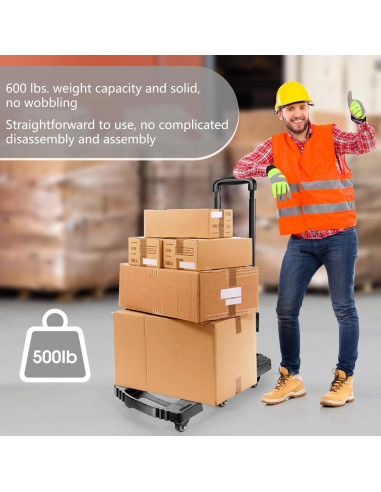 Carro de Mano Plegable Voipvvii 226.8 kg 6 Ruedas Giratorias