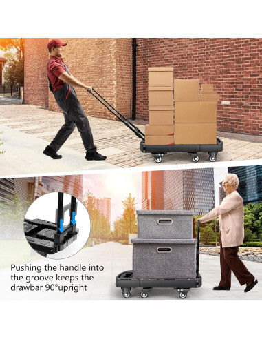 Carro de Mano Plegable Voipvvii 226.8 kg 6 Ruedas Giratorias