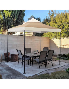 Toldo de Reemplazo Yescom 8x8 pies Doble Nivel UV30+ Marfil/Arena 2