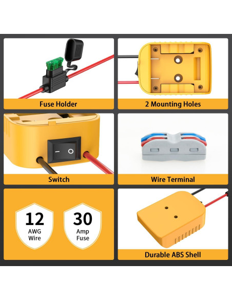 Adaptador para Batería Dewalt 20V Kzreect con Interruptor