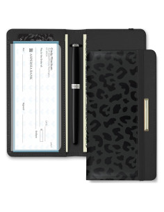 Cubierta de Chequera Kakurookie con Bloqueo RFID - Leopardo-Negro