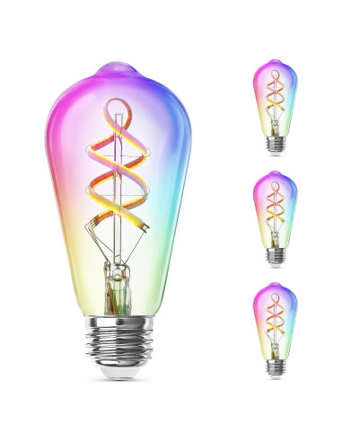 Bombilla Inteligente ST21 Feit Electric 6W RGBW Regulable 3 Unidades