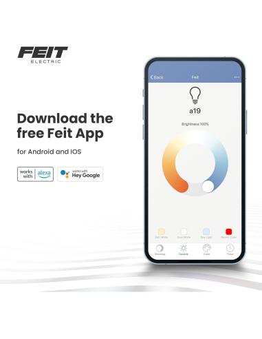 Bombilla Inteligente ST21 Feit Electric 6W RGBW Regulable 3 Unidades