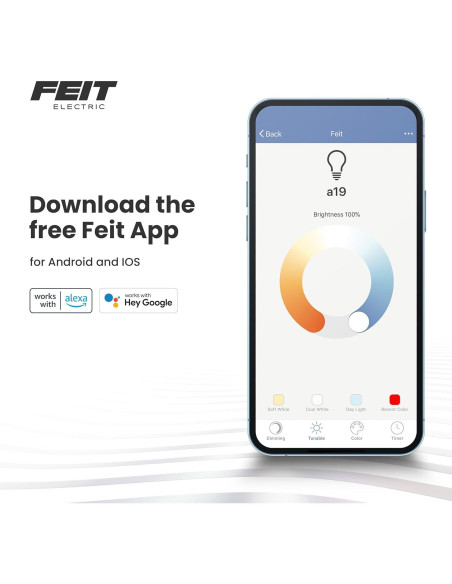 Bombilla Inteligente ST21 Feit Electric 6W RGBW Regulable 3 Unidades