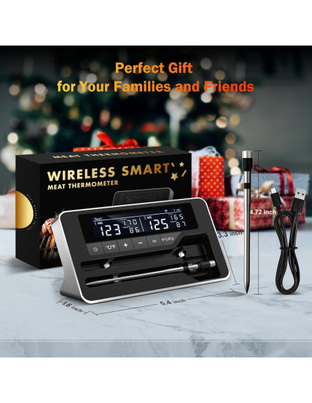 Termómetro de Carne Inalámbrico NoWoW BQ50-2 con 2 Probetas