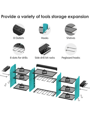 Estación de Carga de Herramientas CCCEI Azul 99 cm 8 Soportes