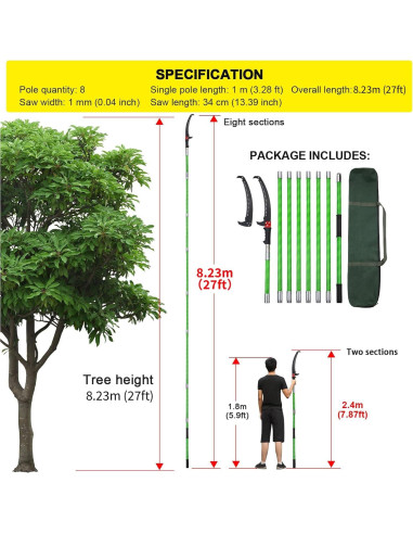 Podadora de Poste Likeem 8,23 m con Hoja de Acero