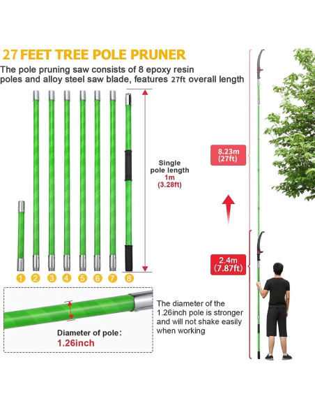 Podadora de Poste Likeem 8,23 m con Hoja de Acero