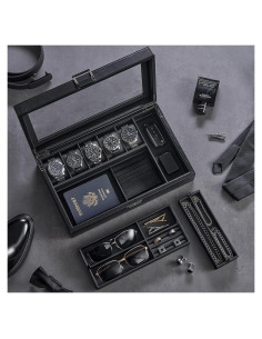 Caja de Joyería ProCase para Hombres - Organizador de Relojes 5 Compartimentos