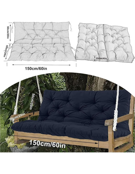 Cojín de Reemplazo para Columpio YXMKJOS 3 Plazas Impermeable