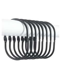 Anillas para Cortina de Ducha Goowin, 12 Pcs Metal Negro