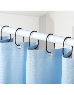 Anillas para Cortina de Ducha Goowin, 12 Pcs Metal Negro 2