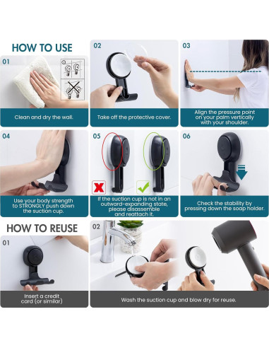 Soporte de Ventosa TAILI para Afeitadora y Toallas - 2 Paquetes