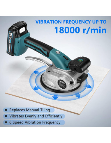 Máquina de Vibración de Azulejos Zautool 21V 12000mAh 6 Velocidades