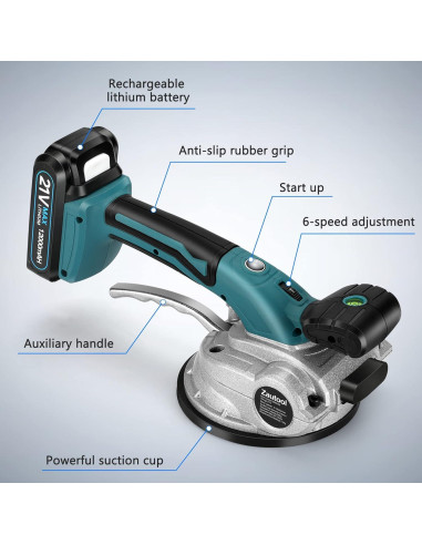 Máquina de Vibración de Azulejos Zautool 21V 12000mAh 6 Velocidades