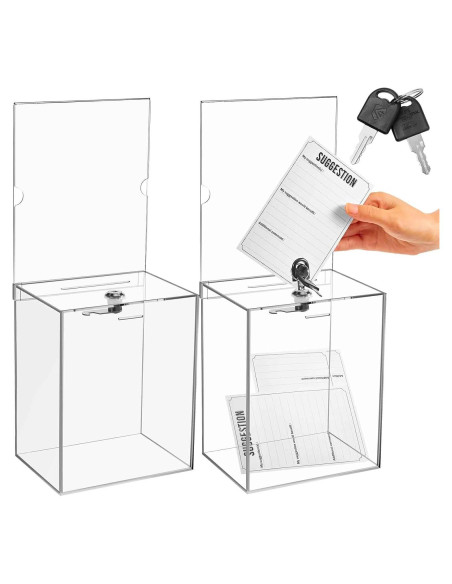 Caja de Donación Acrílica Sweetude 2 Piezas con Cerradura 21x17x12.7 cm