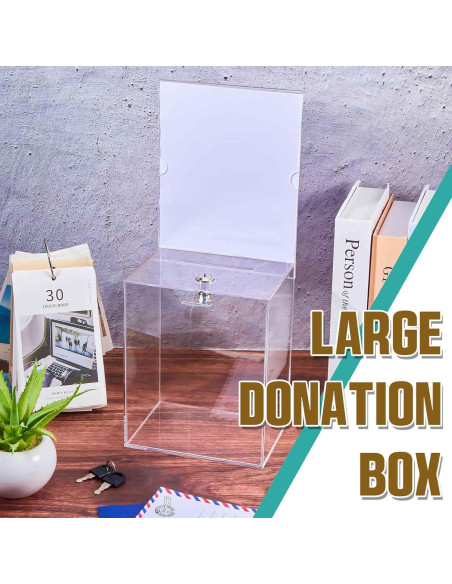 Caja de Donación Acrílica Sweetude 2 Piezas con Cerradura 21x17x12.7 cm