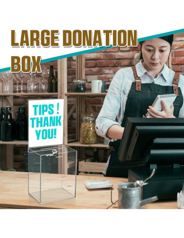 Caja de Donación Acrílica Sweetude 2 Piezas con Cerradura 21x17x12.7 cm