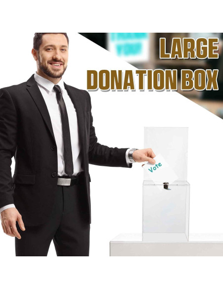 Caja de Donación Acrílica Sweetude 2 Piezas con Cerradura 21x17x12.7 cm