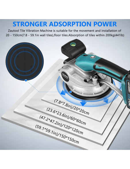 Máquina de Vibración de Azulejos Zautool 21V 12000mAh 6 Velocidades