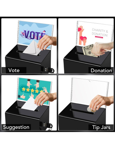 Caja de Donaciones Acrílica VOISEN con Cerradura 15.7x11.7 cm